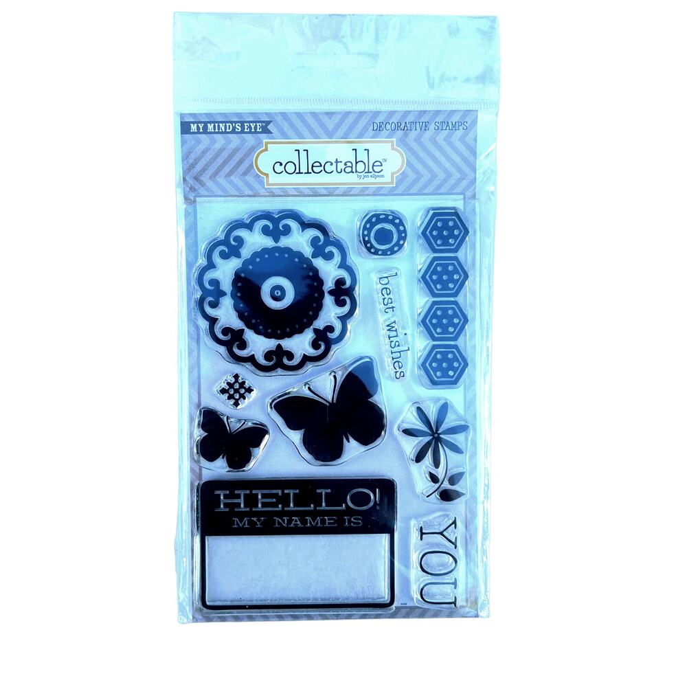 My Mind's Eye Stamp Set Memorable "Hello" Acrylic Butterflies New
